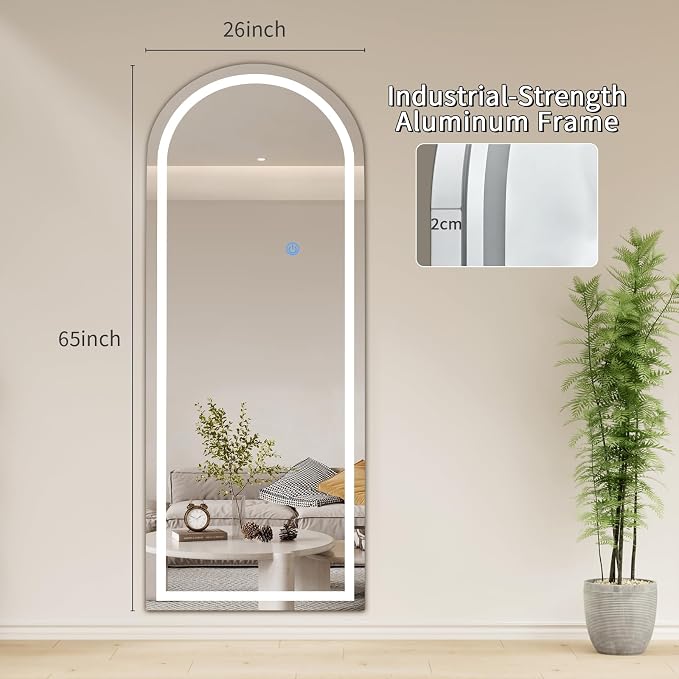 Koonmi Full Length Mirror with LED Lights 65"x26" with Dimming & 3 Color - Image 8