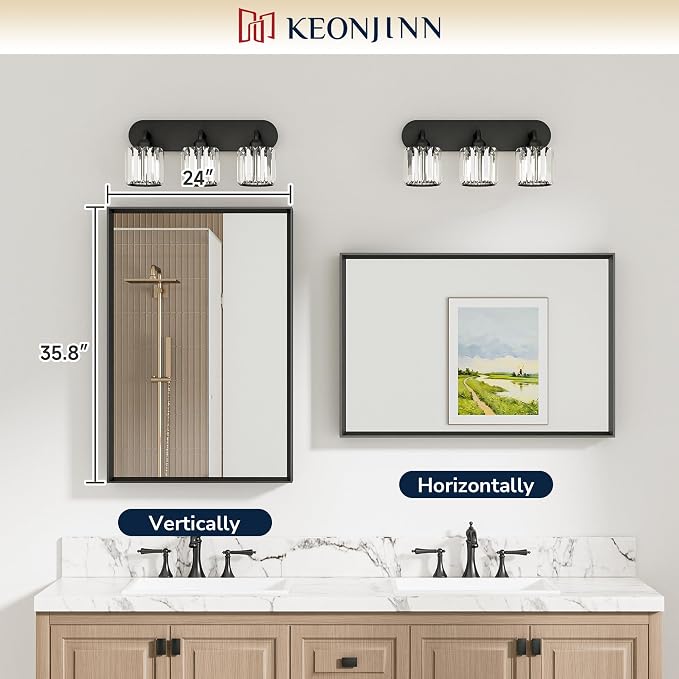 Keonjinn 24 x 36 Inch Black Bathroom Mirrors - Image 5