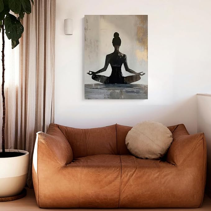 GELDSTEI Framed Zen Wall Art, Modern Yoga Girl Canvas Painting, Tranquil - Image 7