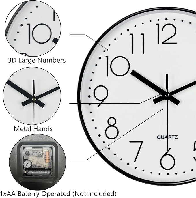 Silent Wall Clocks Battery Operated 8 Inch, Analog Wall Clock - Image 6