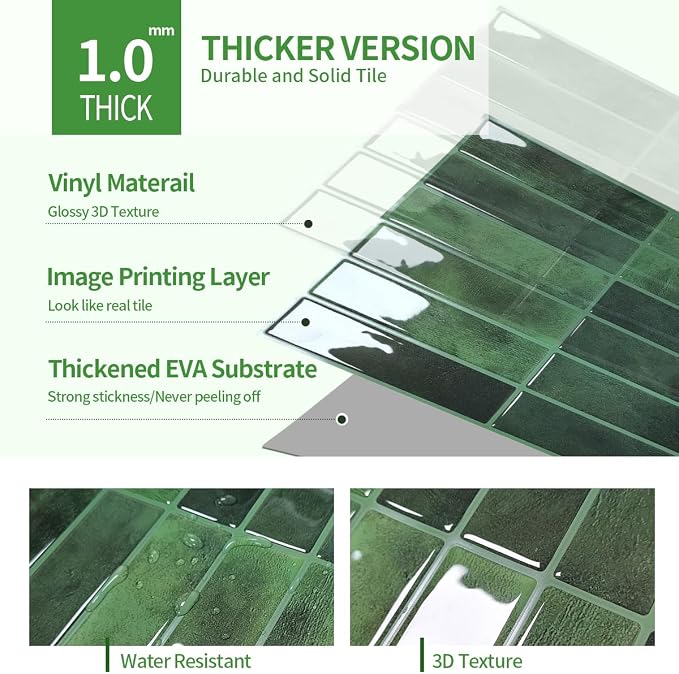 Peel and Stick Backsplash 3D Wall Tiles, Self-Adhesive, Oil Proof, Waterproof - Image 7