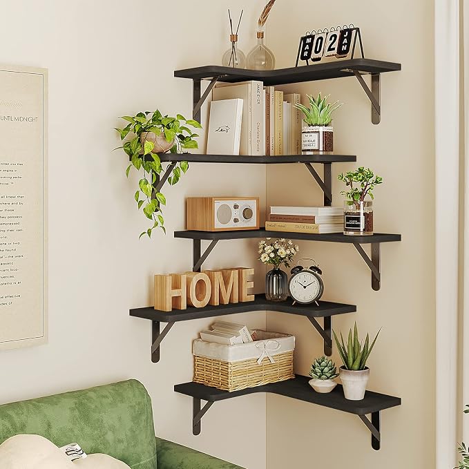 Fixwal Corner Shelves Wall Mounted Set of 5, Floating Shelves - Image 5