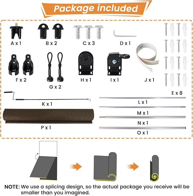 6'W x 8'H Mocha Patio Shades Roll up Outdoor Roller Shade Crank Wand Blind - Image 8