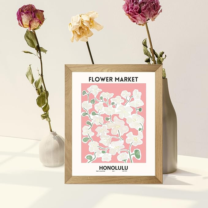 QIAOMICS Pink Flower Market Wall Art Prints, Cute Matisse Wall Decor Aesthetic - Image 6