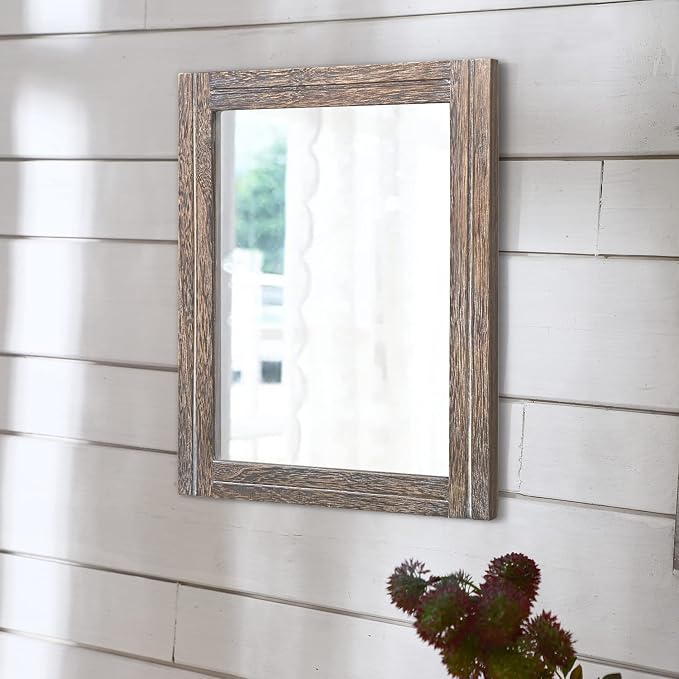 AAZZKANG Mirror with Wood Framed Rectangle Rustic Wall Mirrors Decor Large - Image 4