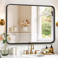 Bathroom Mirror 40x30 Inch Black Metal Frame Rectangle Vanity Mirror by SageNest
