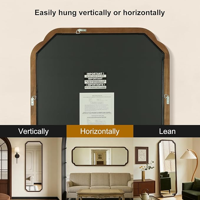 WallBeyond Full Length Mirror Wall Mounted 65"x22", Rustic Wooden Frame Floor - Image 5
