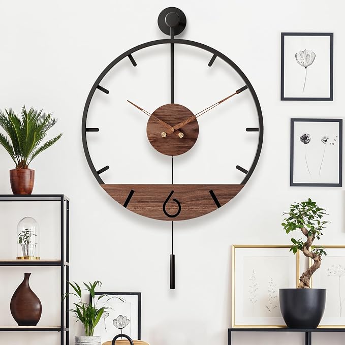 Pytha Sight 34.6×24 Inch Large Modern Decorative Pendulum Wall Clock, Big Metal - Image 5