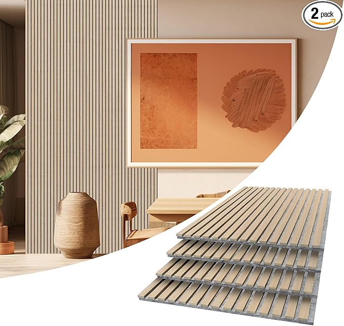 AKUMAX 4 Pack Acoustic Panels, Wood Slat by AKUMAXWOODWALLPANELS