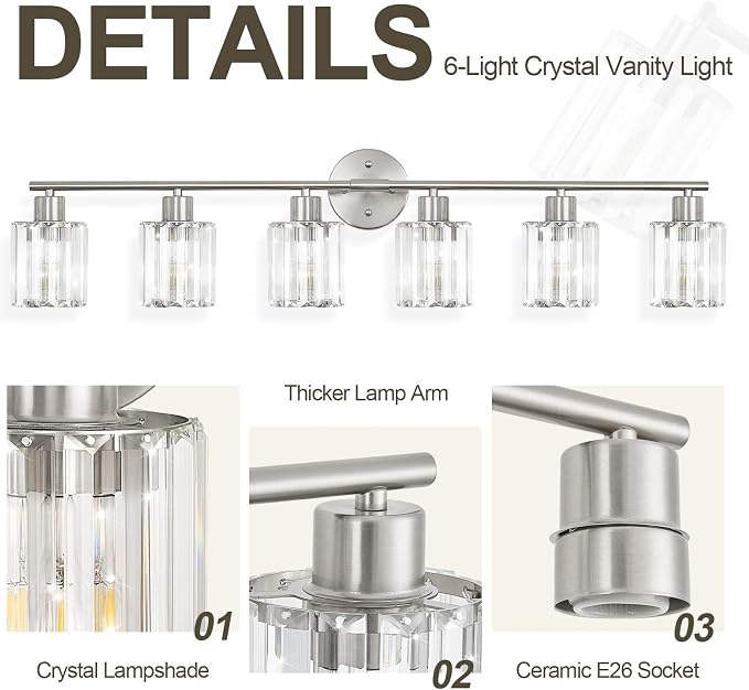 Crystal Bathroom Light Fixtures, Bathroom Lighting Fixtures Over Mirror - Image 4