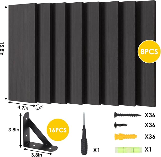 Fixwal Floating Shelves, Width 4.7in Rustic Wood Wall Shelves Set of 8 - Image 4