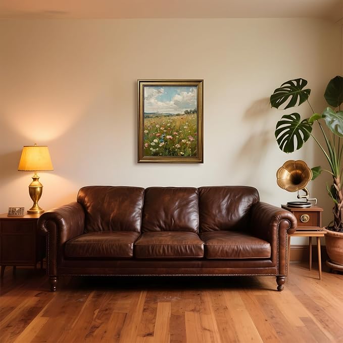Yermidi Vintage Gold Frame Wildflower Meadow Wall Art Romantic Countryside - Image 4