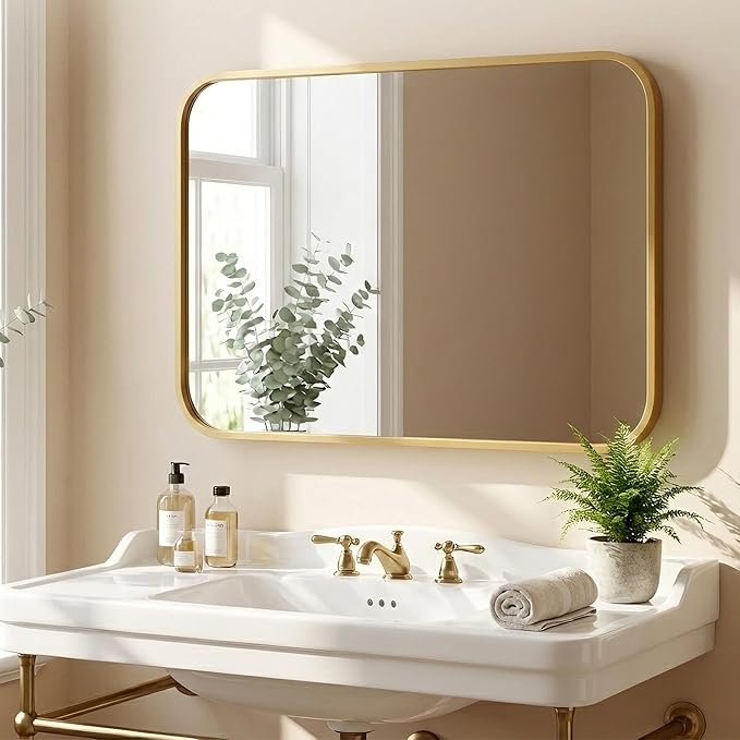 2-Pack 24x36 Inch Matte Gold Bathroom Vanity Mirrors | Flush Mount Deep Set - Image 7