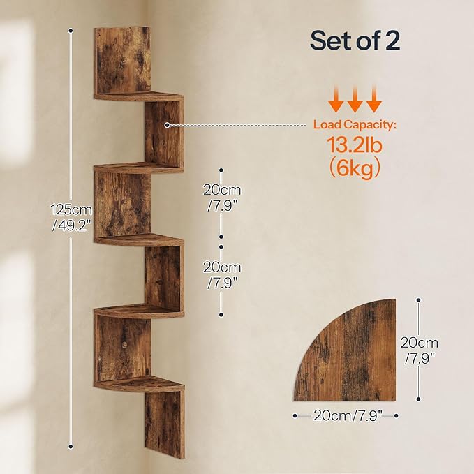 HOOBRO Corner Shelf Wall-Mounted, 5-Tier Corner Bookshelves - Image 2