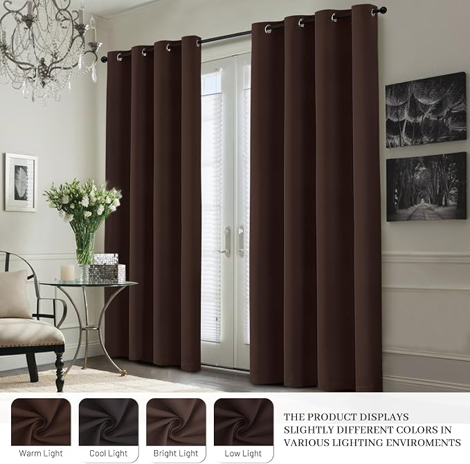 Yakamok 100% Blackout Curtain Panels 63 inches Cold and Light Blocking Drapes - Image 7