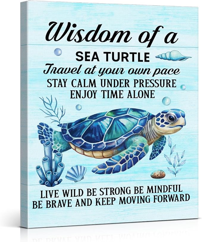 Sea Turtle Wall Art Decor Inspirational Wall Decor Posters Beach Themed by VAHATAN