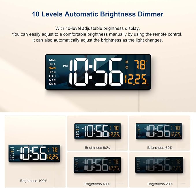 Digital Wall Clock Large Display, 16.2 Inch, LED Digital Clock - Image 5