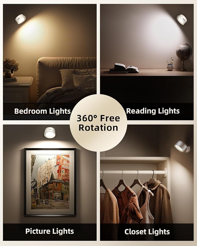 LED Wall Mounted Lights, Rechargeable Wall Sconces - Image 4