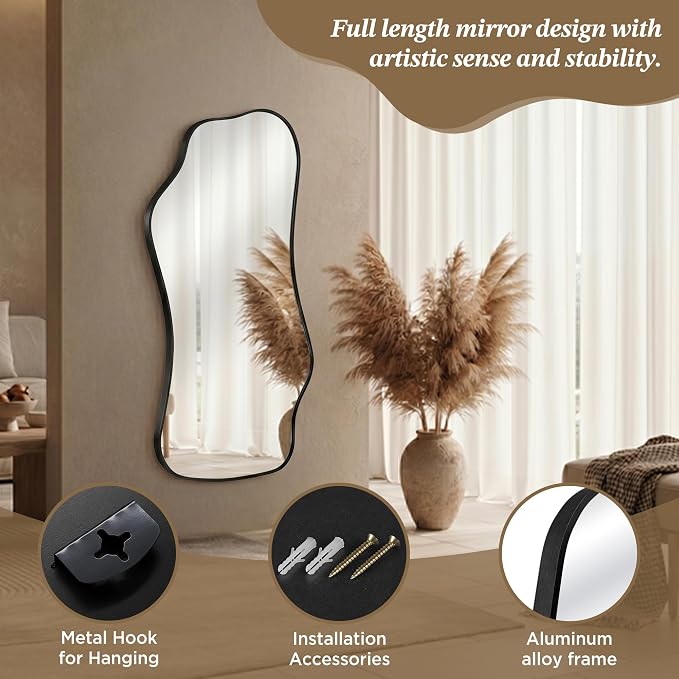 Bathroom Mirrors for Over Sink-Horizontal or Vertical Hanging 47.2"x21.6" Black - Image 6