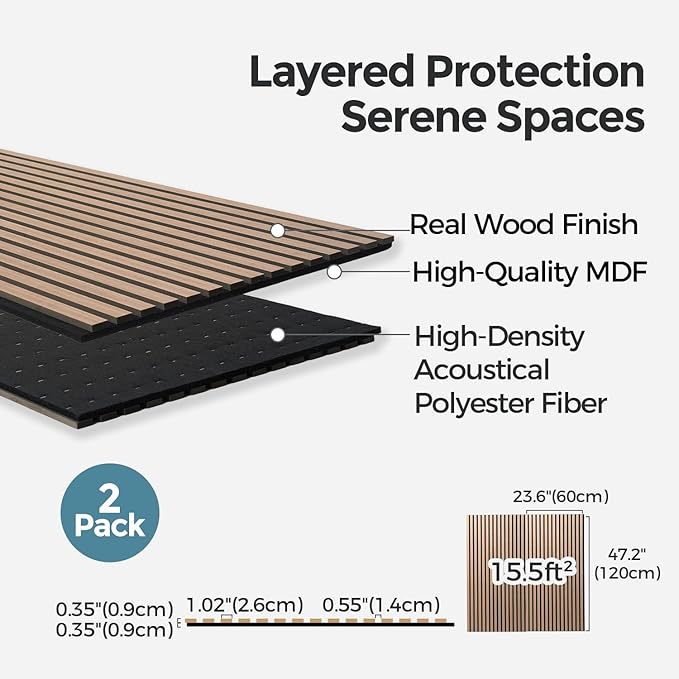 AKUMAX 4 Pack Acoustic Panels, Wood Slat - Image 4
