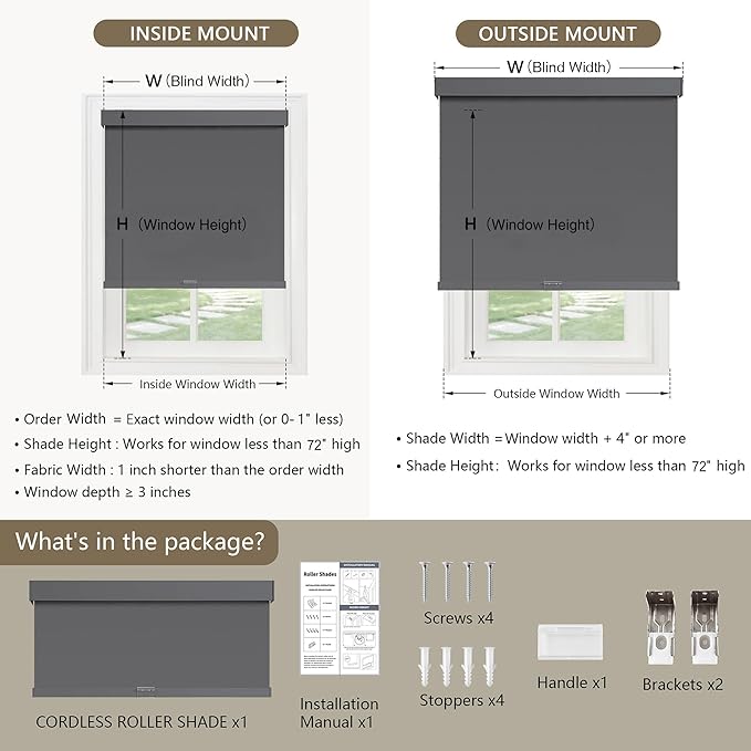 SUNOFF Cordless Blackout Roller Shades Blinds - Image 2