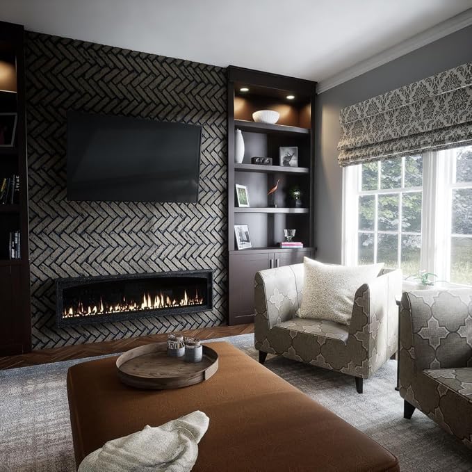 EverStone Herringbone Faux Brick Panel, 46 1/2"W x 25 1/4"H x 1"D, Ash Color - Image 11