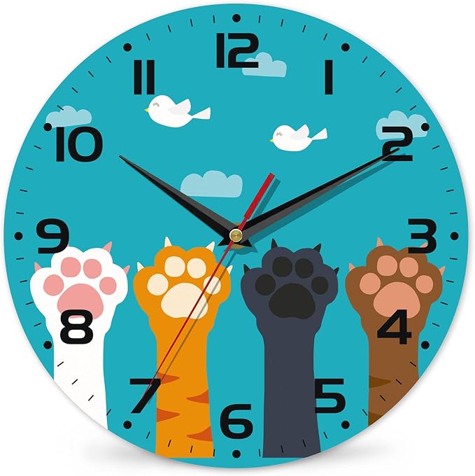 Cute Cat Paw Wall Clock by DEMACYA