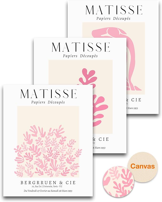 HesenDot Unframed Matisse Pink Wall Art, 12x16in Canvas Prints Poster, by HesenDot