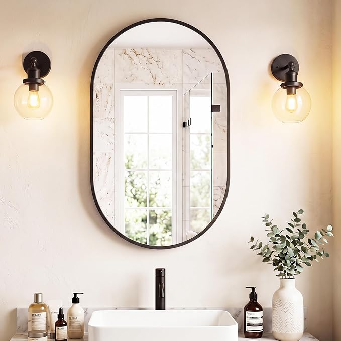 DUMOS 24" x 36" Oval Bathroom Mirror, Tempered Glass, Morden Vanity Mirror - Image 7