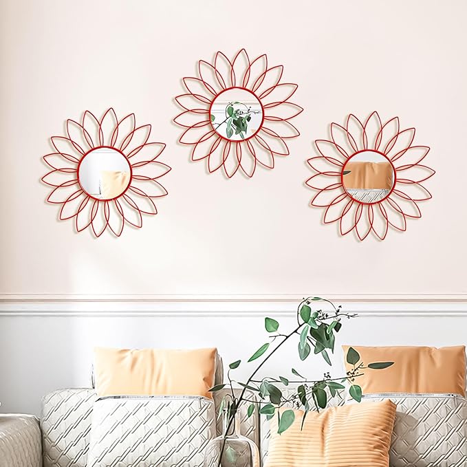 3 Pack Metal Mirrors for Wall Sunburst Wall Mirrors Home Décor Decorative - Image 5