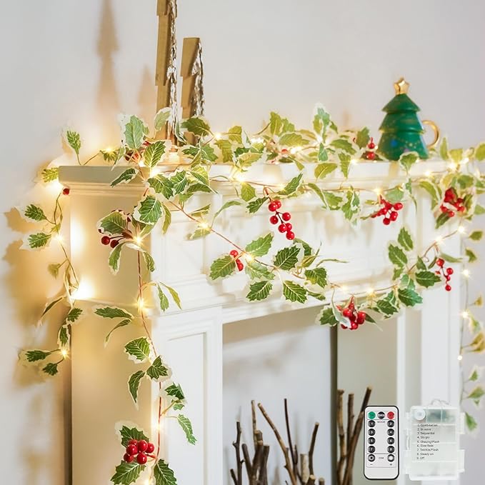 suddus 40 LED Christmas Fairy Lights Battery Powered, 12.5ft Vine String Lights by SUDDUS