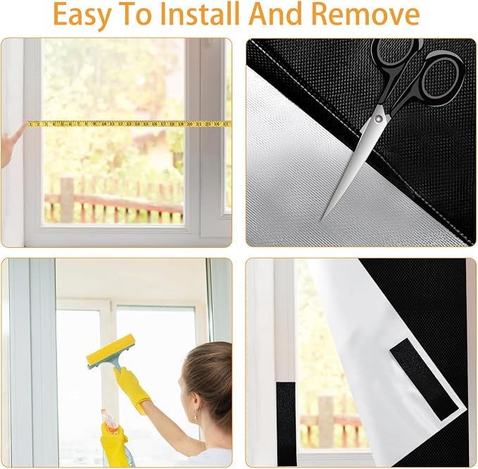 Blackout Blind，118x57 inches Portable Black Out Blinds Stick On Window - Image 8