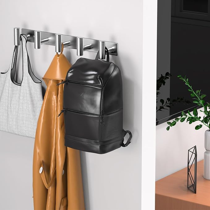 Wall Mounted Coat Rack-5 Hooks, Heavy Duty Stainless Steel Wall Hooks - Image 5