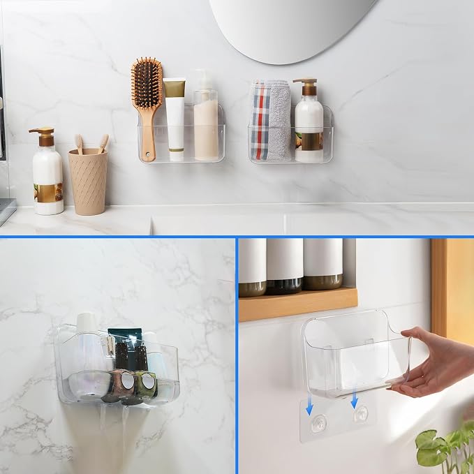 Diesisa 2pc Acrylic Wall Mount Organizer, Small Adhesive Clear Cabinet Door - Image 5