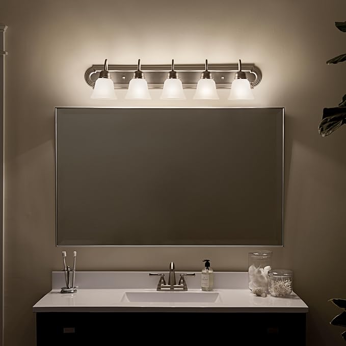 Kichler 36" 5-Light Vanity Bath Light in Brushed Nickel, Modern Bathroom Light - Image 9