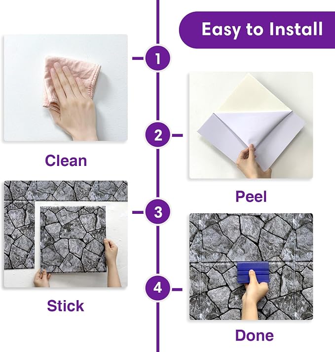 3D Faux Stone Wall Panels Peel and Stick, Stone-Look Textured Wall Sticker - Image 6