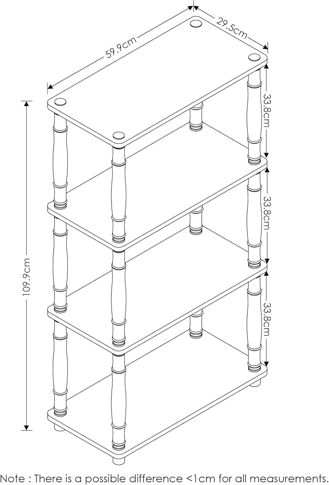 Furinno Turn-N-Tube 4-Tier Multipurpose Shelf Display Rack, Classic Tubes - Image 3
