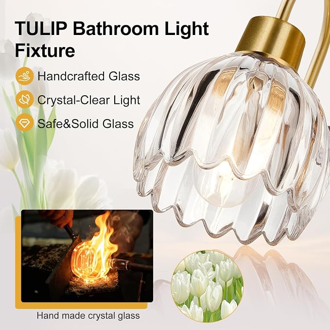 Bathroom Vanity Light, Brushed Gold Vanity Lights - Image 3