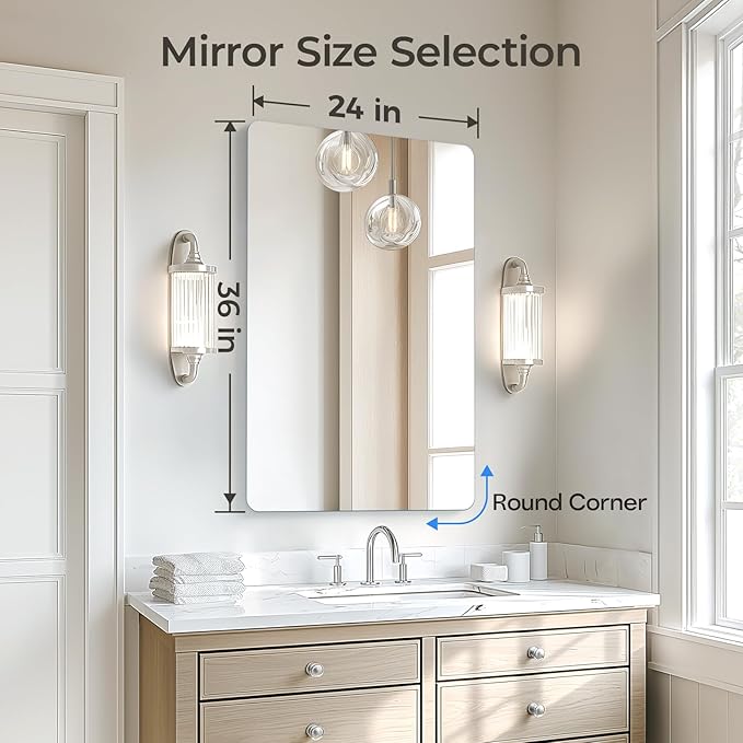 USHOWER 2-Pack Frameless Bathroom Mirrors - Image 6