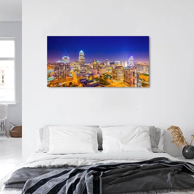 Charlotte Skyline Wall Art North Carolina City Wall Art Decor - Image 3