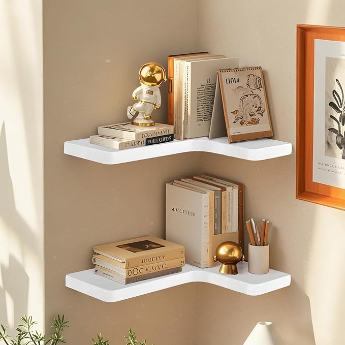 Floating Corner Shelves Set of 3, Solid Wood Picture Wall Shelf, Floating - Image 5