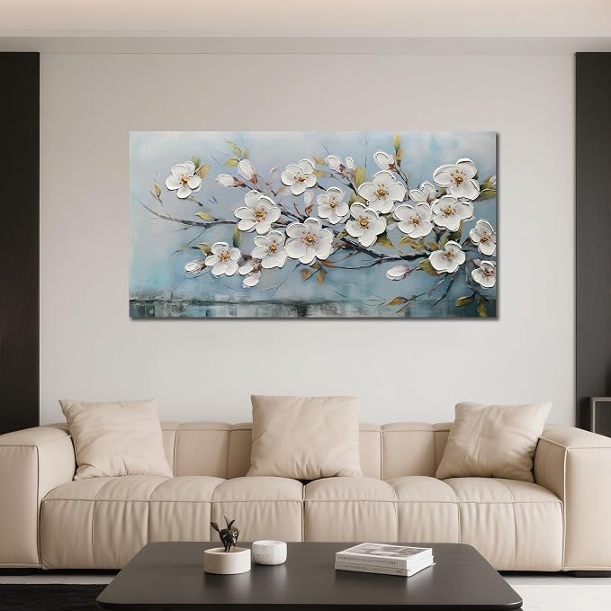 Anolyfi White Textured Flowers Wall Art - Image 6