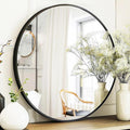 Sunniry 18 inch Round Mirror, Round Wall Mirror, Metal Frame Black Circle Mirror by Sunniry