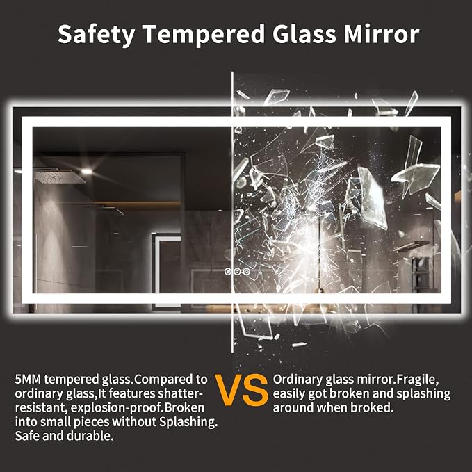 LOAAO 77X36 LED Bathroom Mirror - Image 8