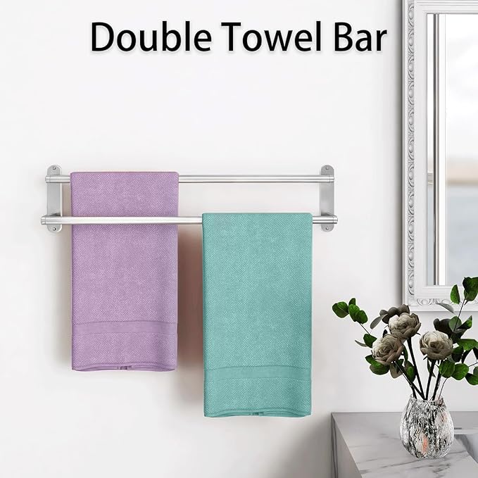 Towel Rack for Bathroom, Double Towel Bar 24Inch, Stainless Steel Bathroom - Image 6