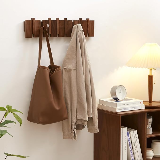 QUELLANCE Wood Coat Rack Wall Mount, Coat Hooks Hanger Wall Mounted, Heavy Duty - Image 5