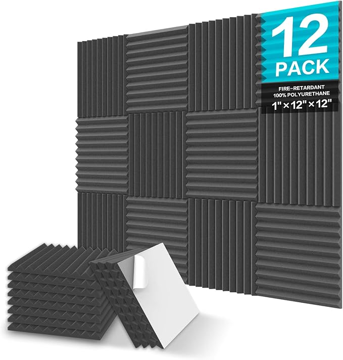 JBER 12 Pack Sound Proof Foam Panels, Acoustic Panels Wedges High Density by JBER