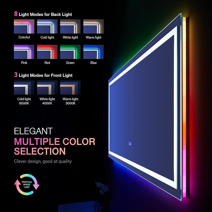 LOAAO 72X32 Inch RGB LED Bathroom Mirror - Image 4