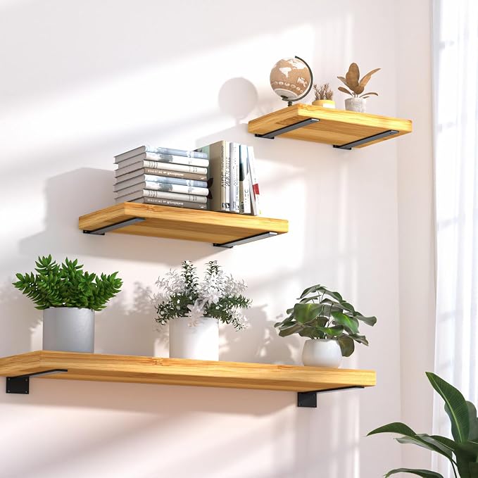 4 Pack - 14 inch Black Hidden L Shelf Bracket Iron Floating Shelf Brackets - Image 7
