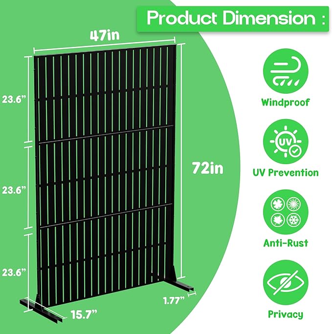 MTART Metal Privacy Screen 72" H x 47.2" Decorative Outdoor Privacy Screen - Image 2